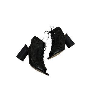 Sam Edelman Rocco Black Cut Out Lace Up Open Toe Heel Bootie Size 8